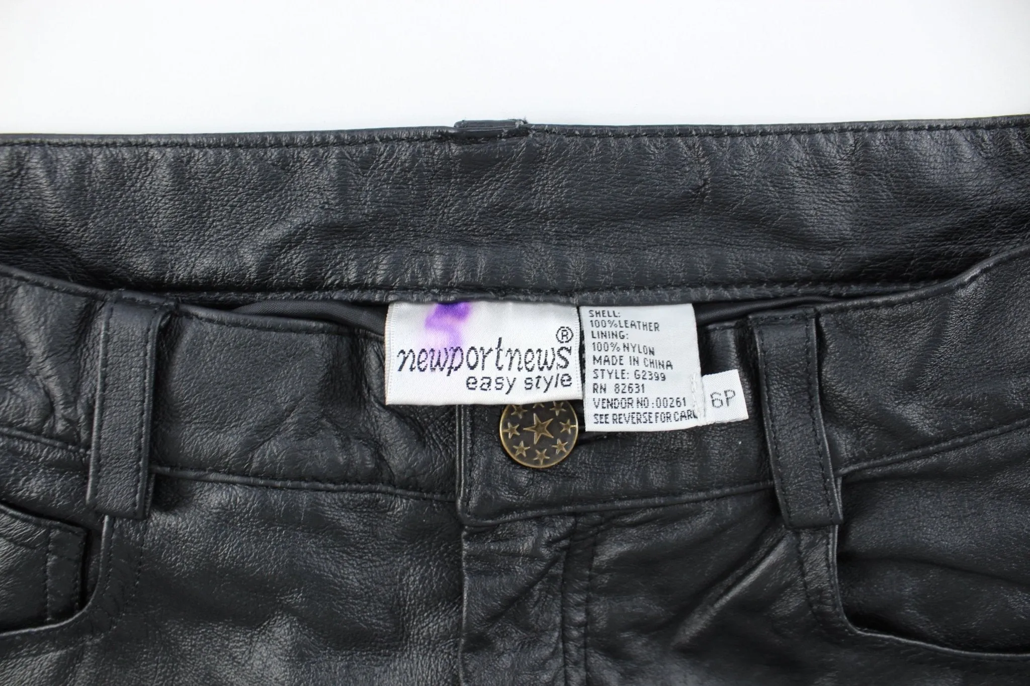 90's Newport Easy Black Leather Pants