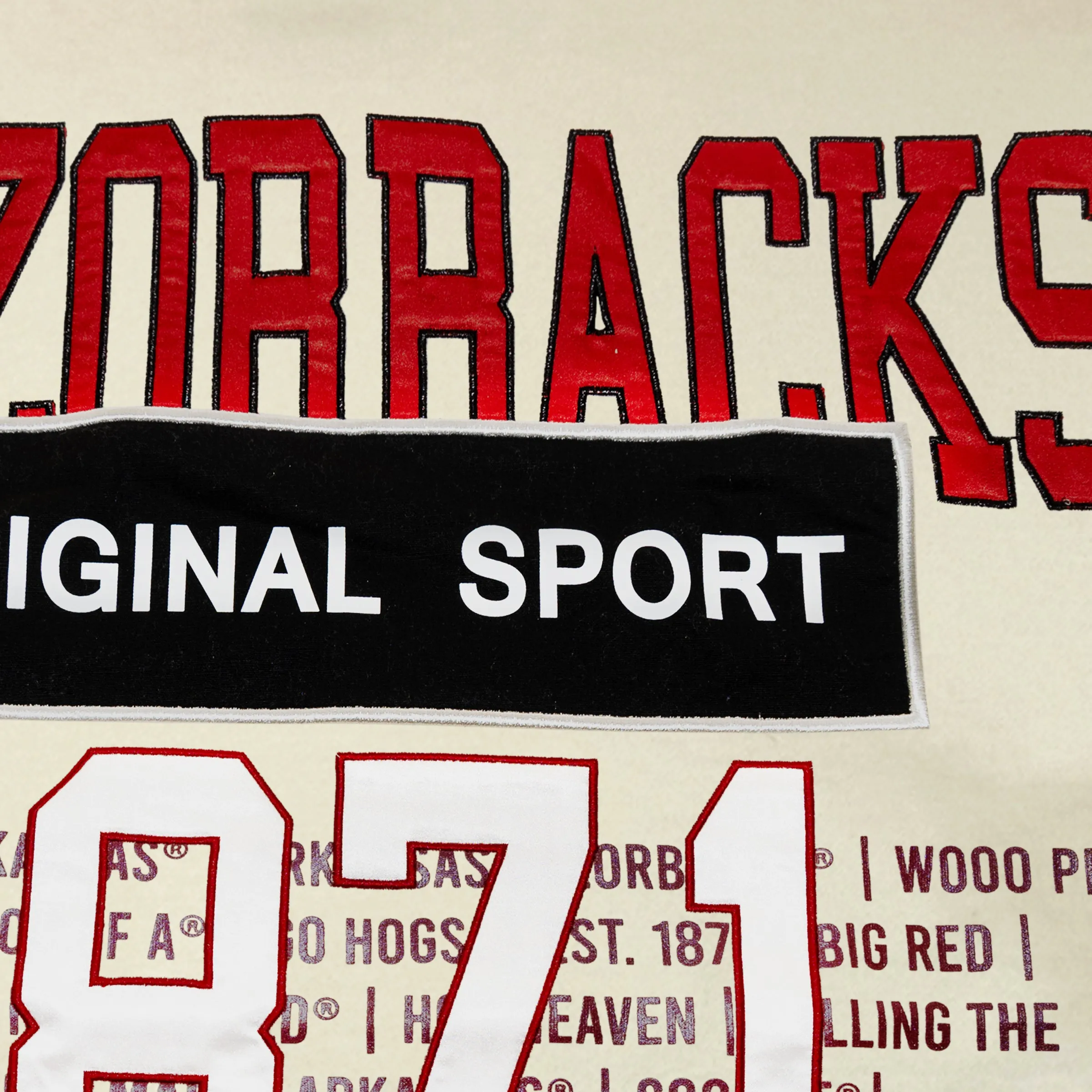 ARKANSAS RAZORBACKS GAMEDAY SLAY BLACK LABEL PREMIUM FLEECE DROP SHOULDER CREWNECK BY MADI PREWETT TROUTT