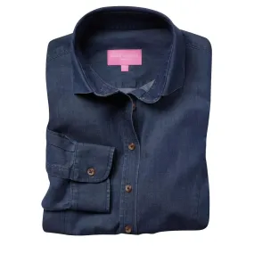 BA144-12 Brook Taverner Womens Banff Long Sleeve Chambray Shirt Navy Size 12