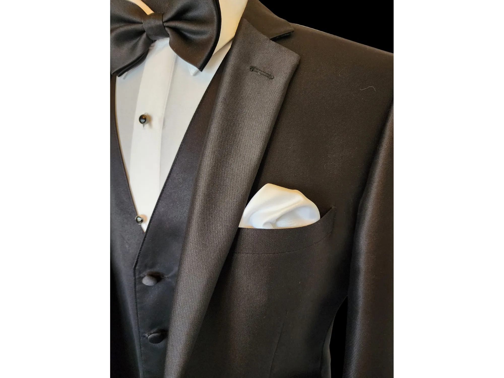 Black Luster Notch Lapel Dinner Jacket Tuxedo Rental