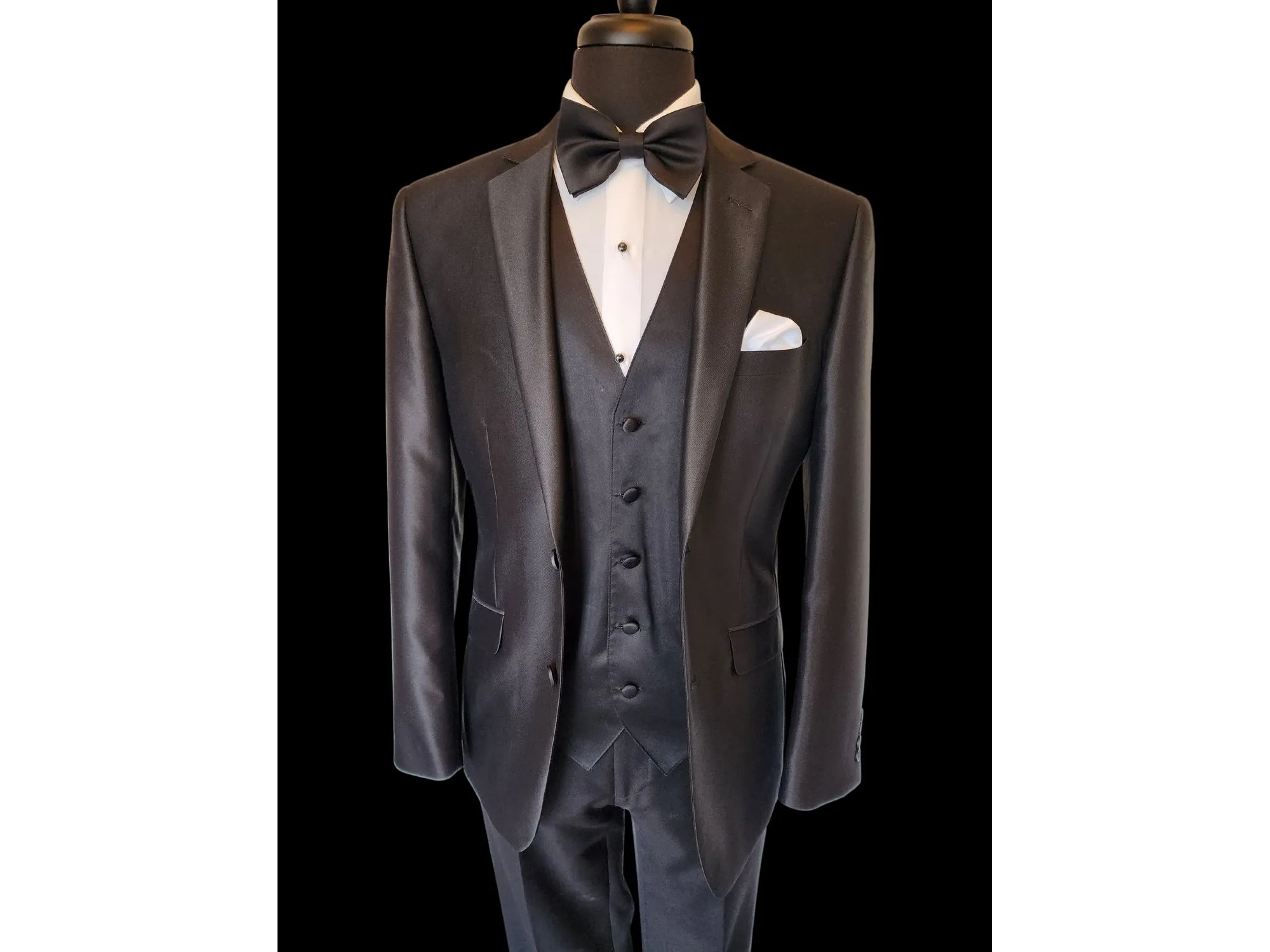 Black Luster Notch Lapel Dinner Jacket Tuxedo Rental
