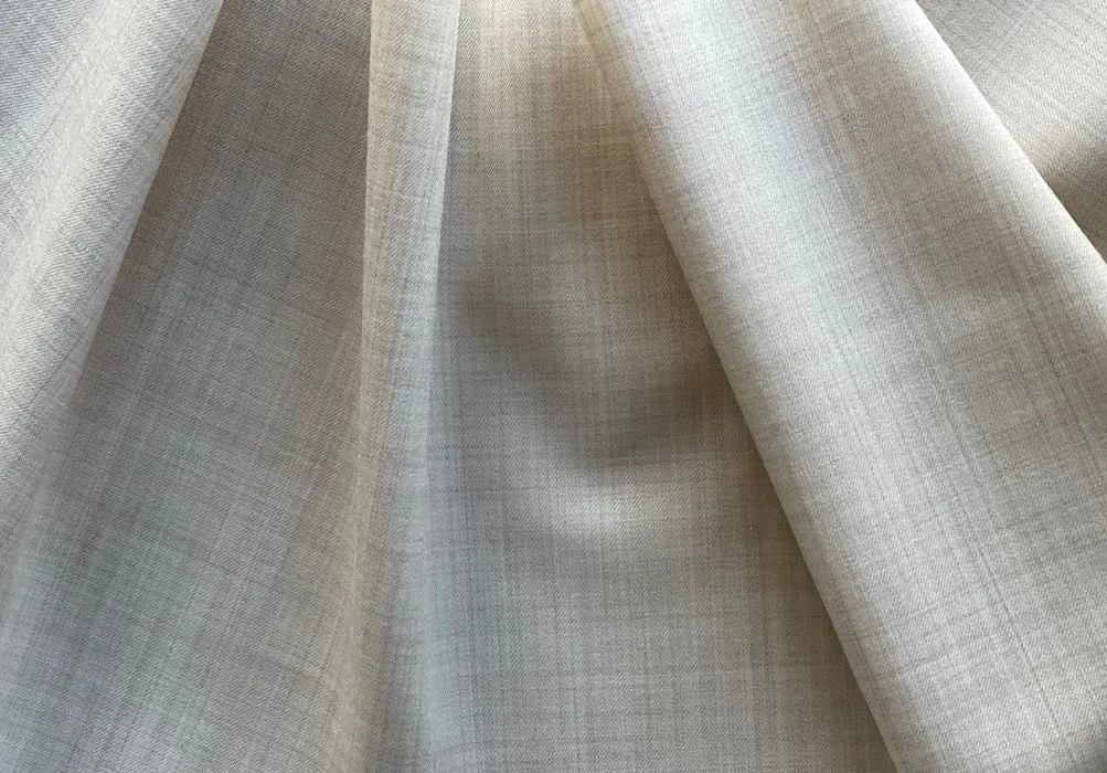 Botto Guiseppe Ecru Mélange Stretch Wool Twill Suiting (Made in Italy)