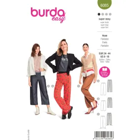 Burda Style Pattern 6085 Misses' Straight Leg Pants and Trousers with Stretch Waistband B6085