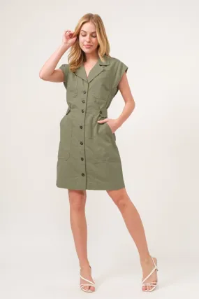 Button-Up Sleeveless Utility Dress
