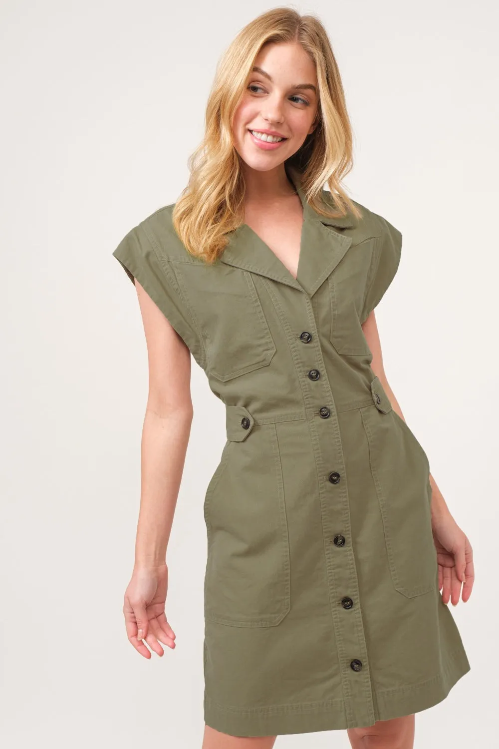 Button-Up Sleeveless Utility Dress