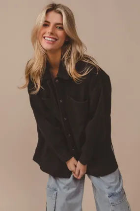 Button Up Washed Cotton Jacket with Pockets