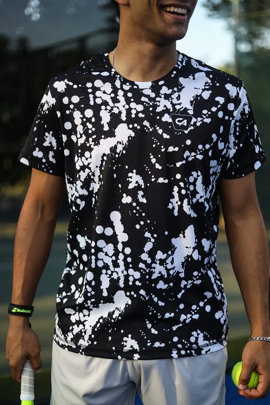 CA Padel Shirt | Black & White Paint Splatter