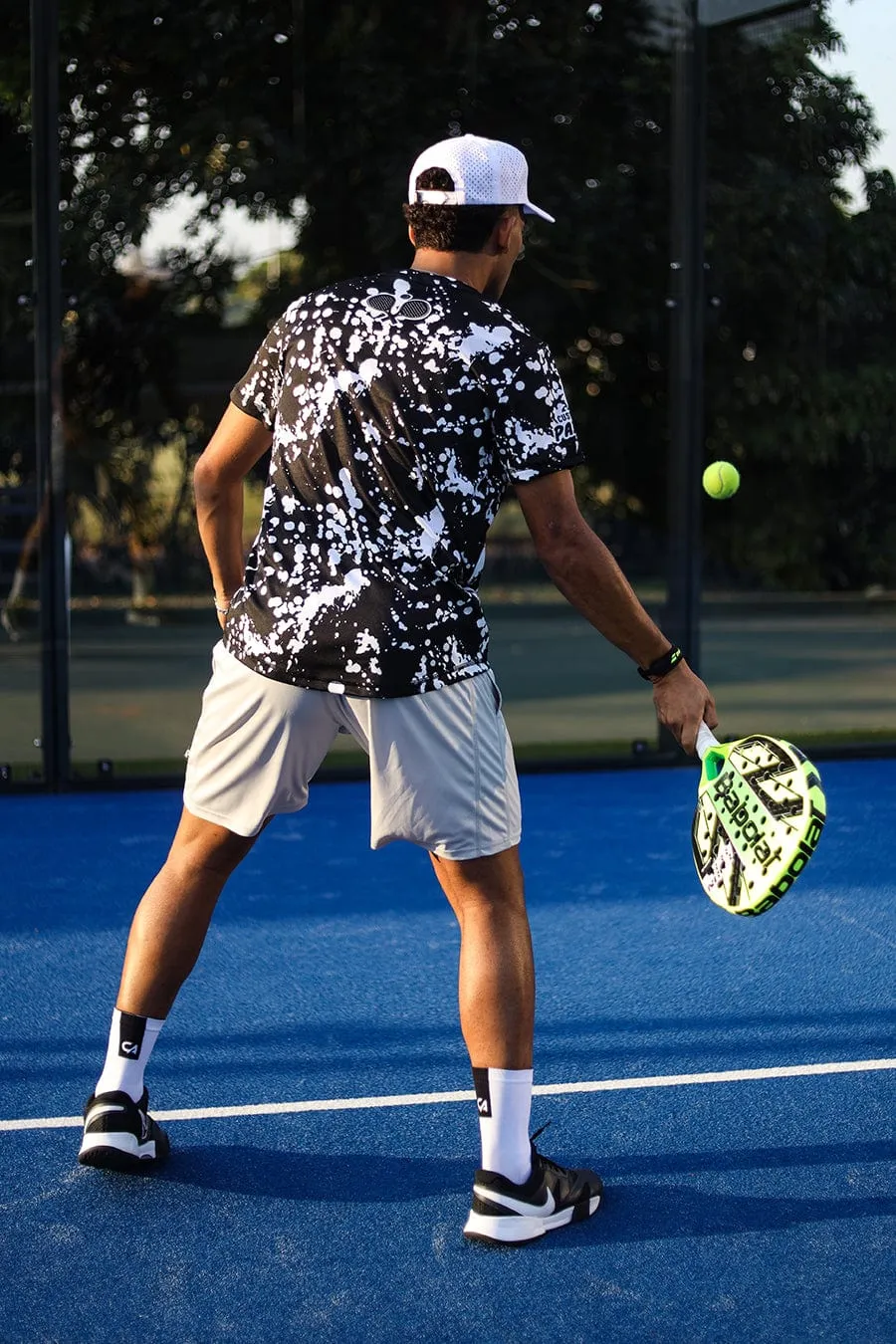 CA Padel Shirt | Black & White Paint Splatter
