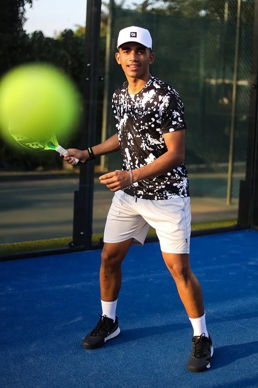 CA Padel Shirt | Black & White Paint Splatter