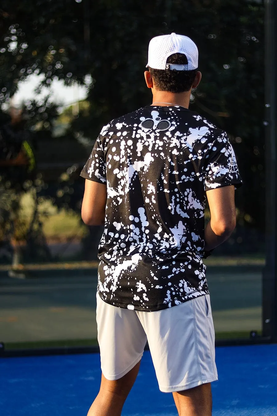 CA Padel Shirt | Black & White Paint Splatter