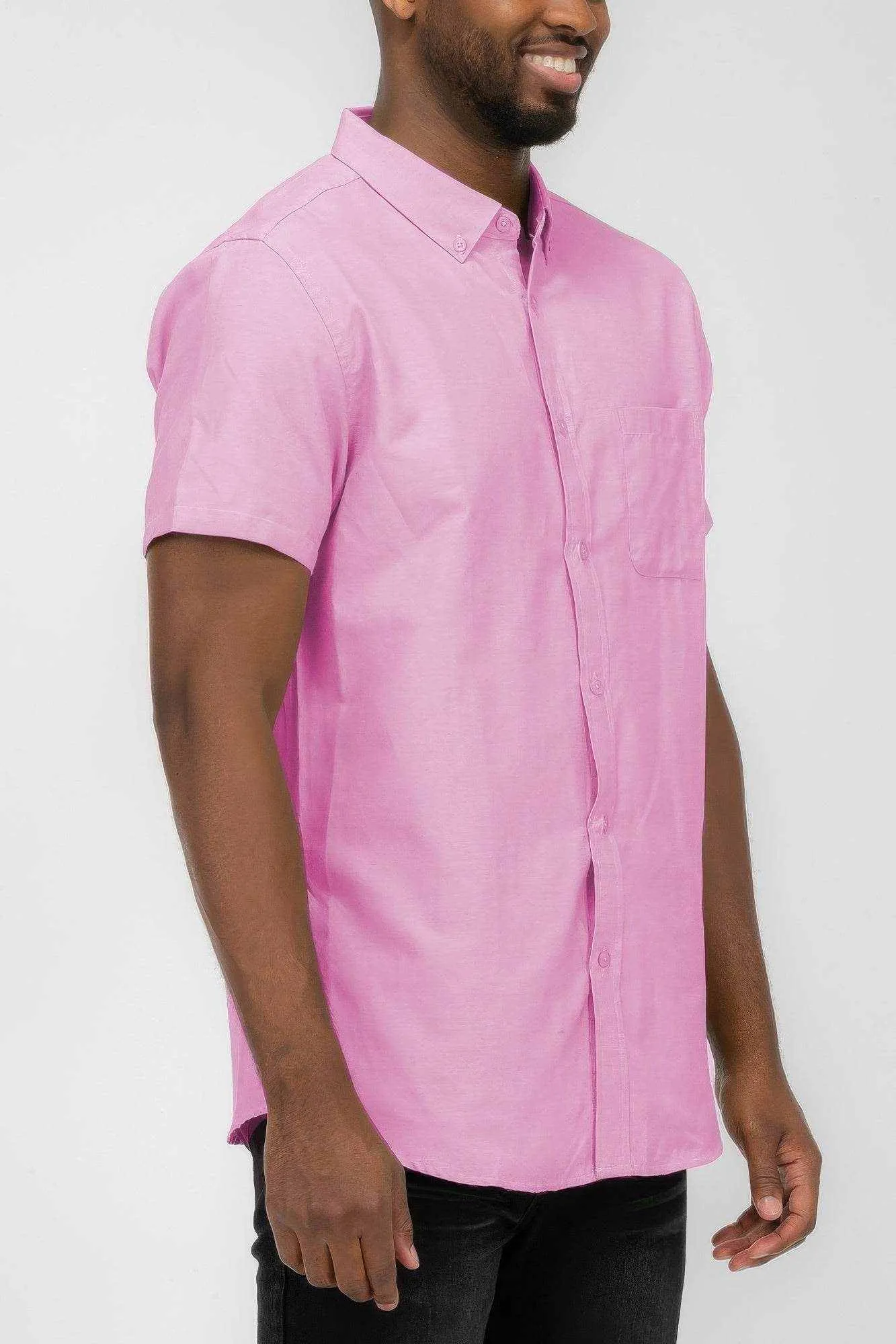 Casual Short Sleeve Solid Shirts