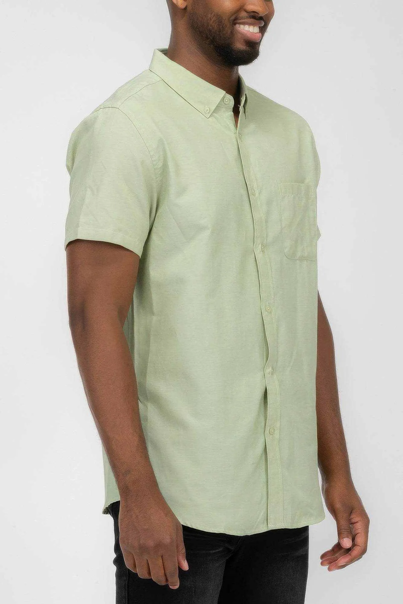 Casual Short Sleeve Solid Shirts