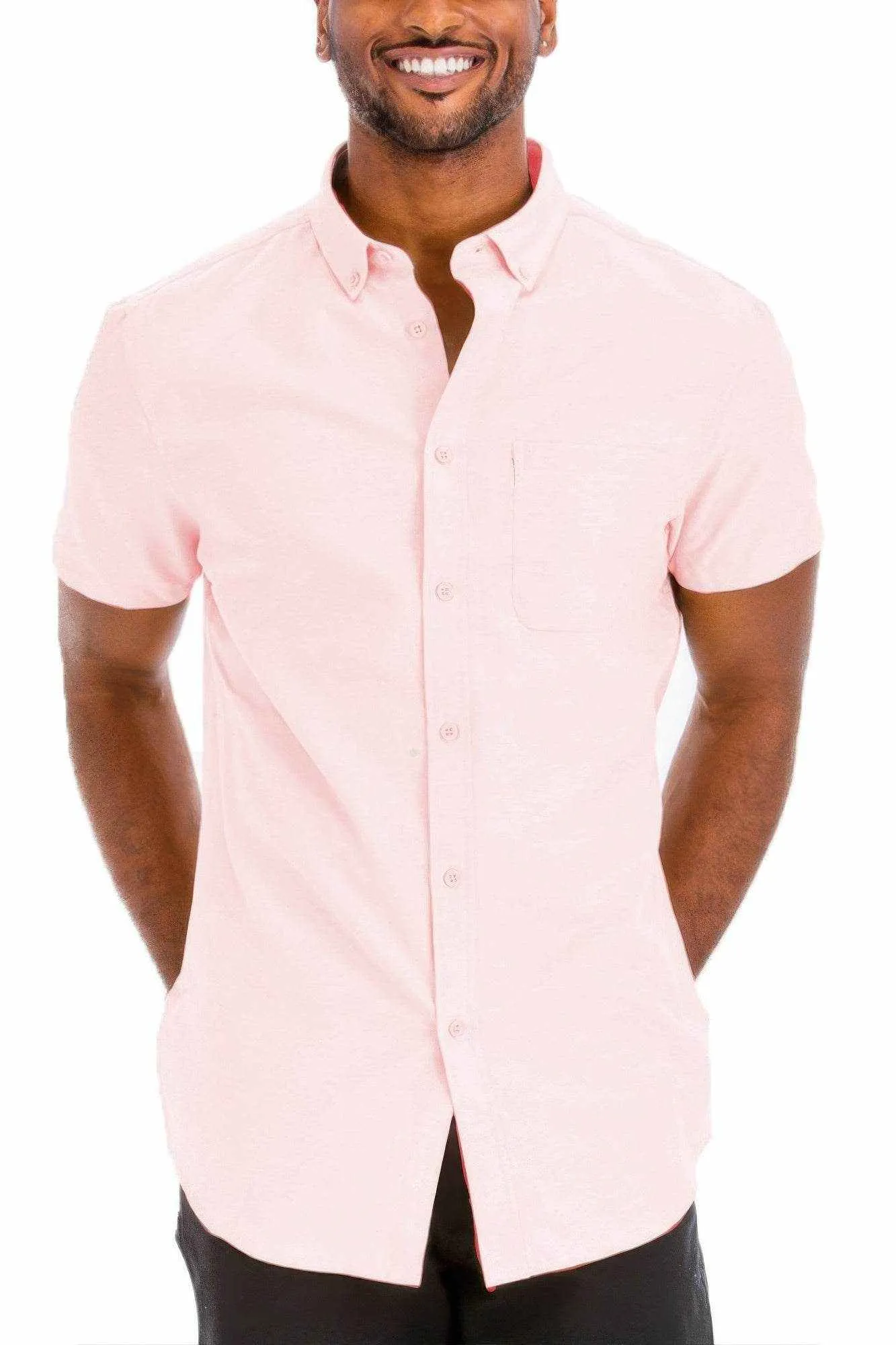 Casual Short Sleeve Solid Shirts