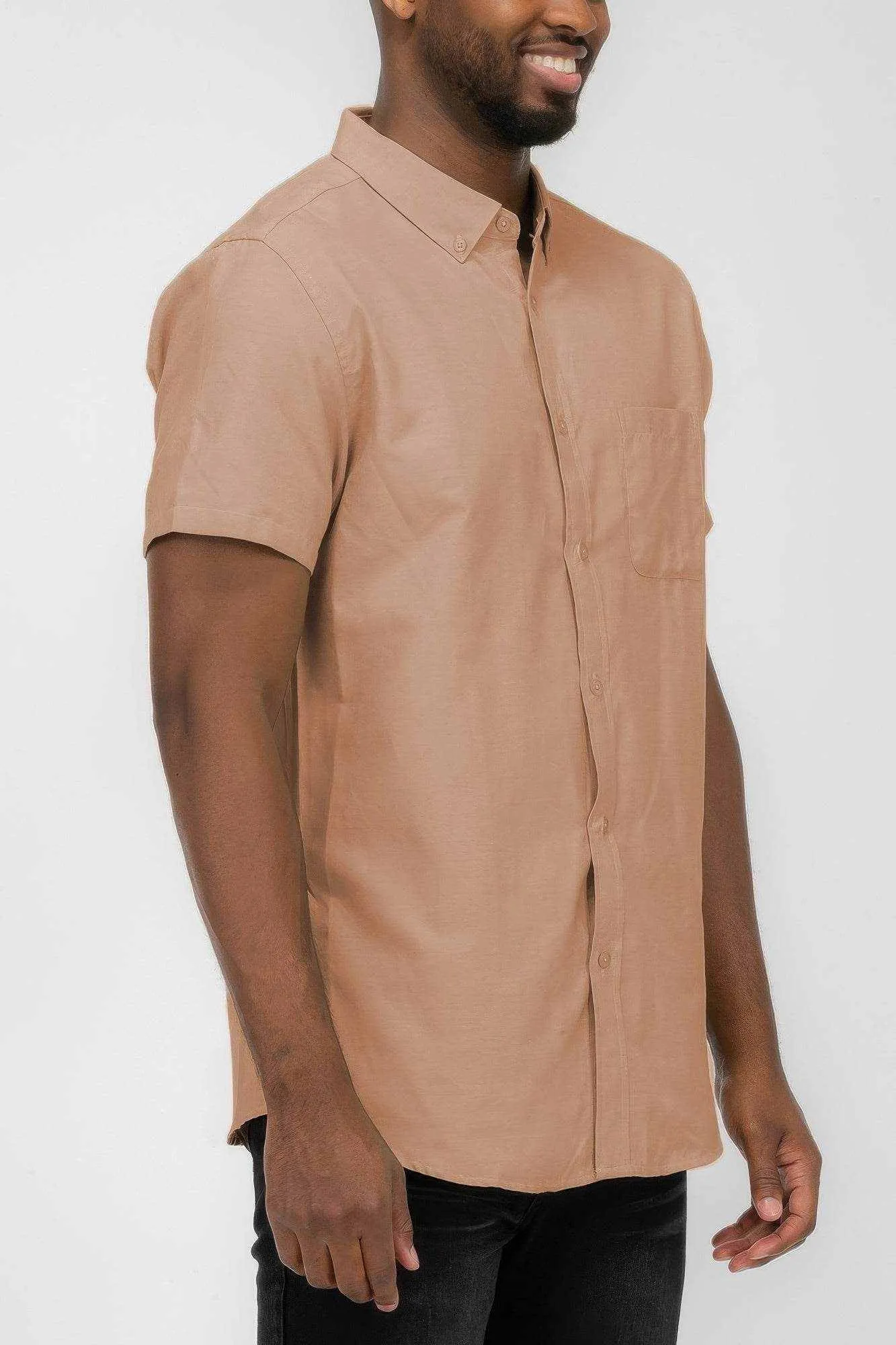 Casual Short Sleeve Solid Shirts