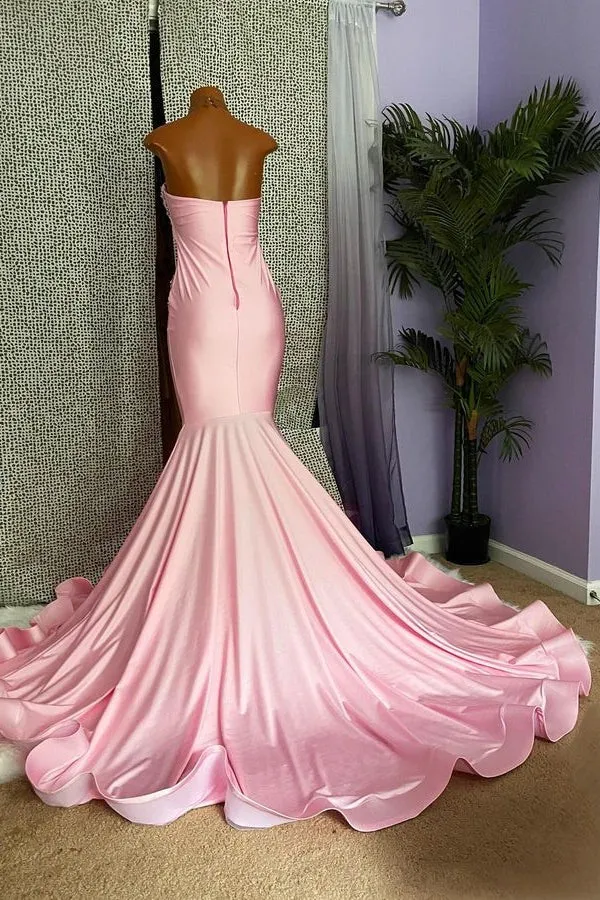 Chic Long Mermaid High-neck Sleeveless Formal Prom Dresses With Beading