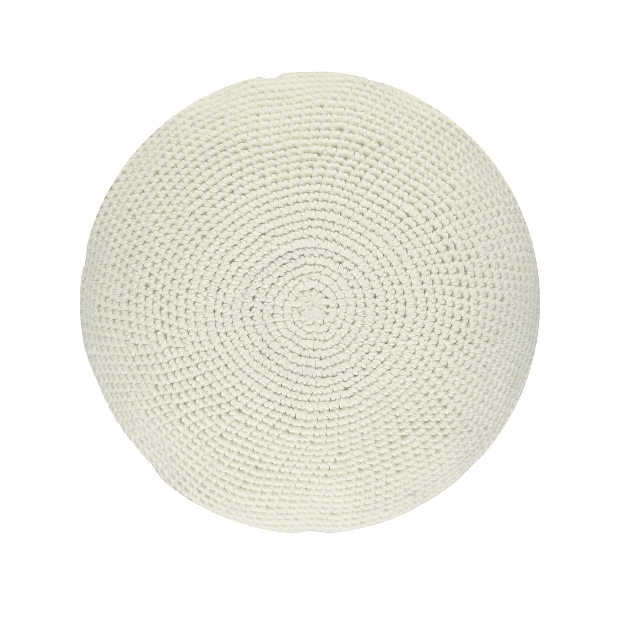 Crochet Circular  Wool Cushion -Chalk