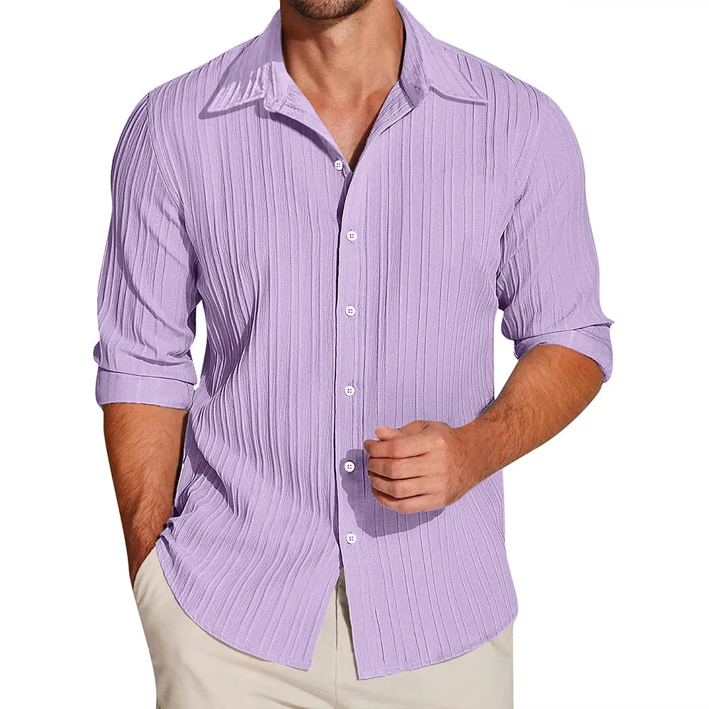 Crushed Self Stripe Light Purple Shirt