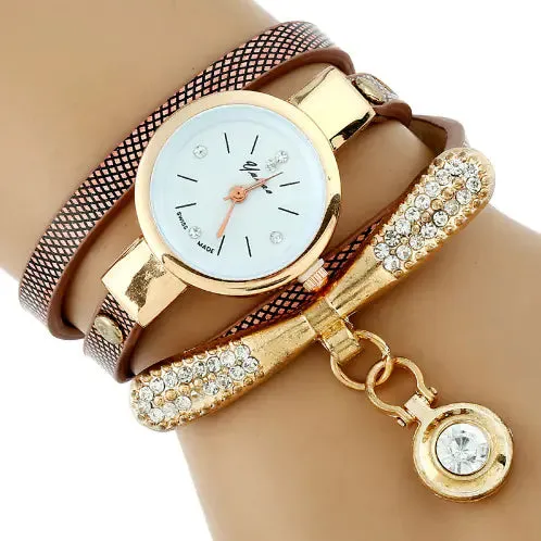 Elegant Gold Woven Pendant Watch