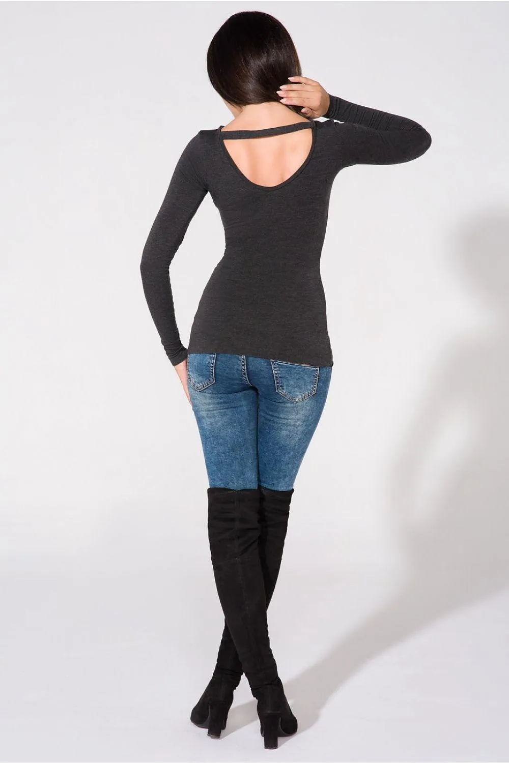 Elegant Knit Blouse with Unique Neckline - Available in All Sizes