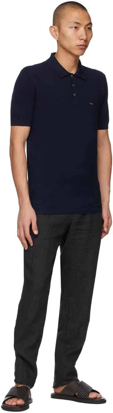 Ermenegildo Zegna Black Pure Linen Trousers