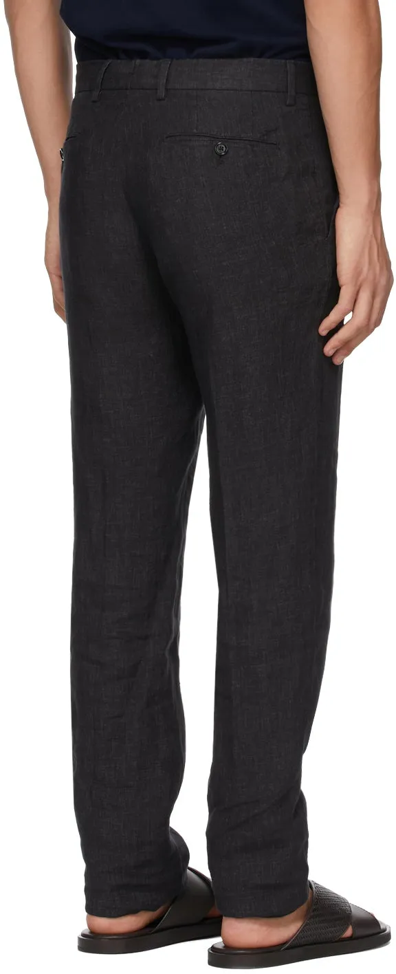 Ermenegildo Zegna Black Pure Linen Trousers