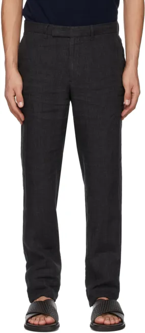 Ermenegildo Zegna Black Pure Linen Trousers