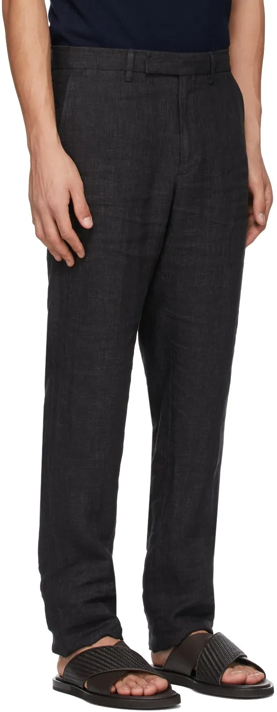 Ermenegildo Zegna Black Pure Linen Trousers