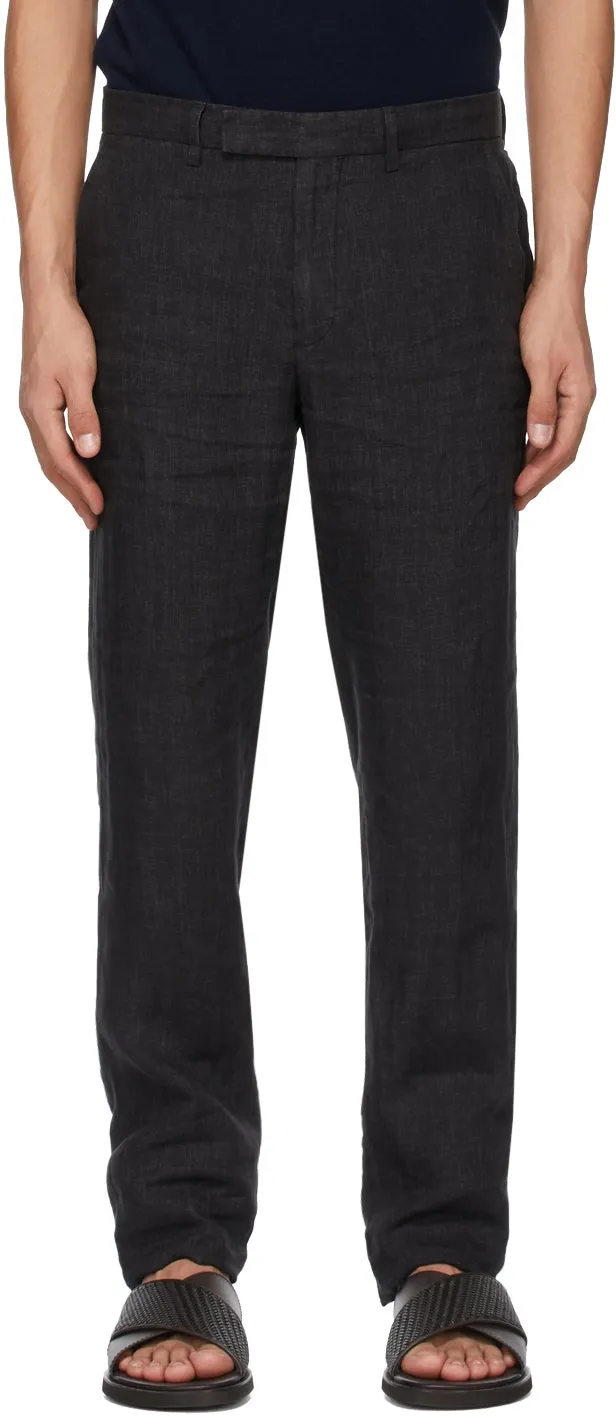 Ermenegildo Zegna Black Pure Linen Trousers