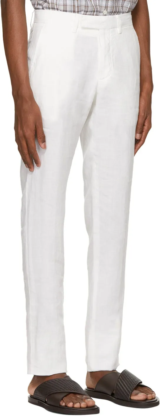 Ermenegildo Zegna White Pure Linen Trousers