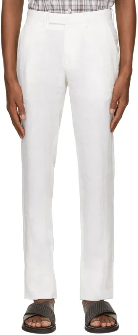 Ermenegildo Zegna White Pure Linen Trousers