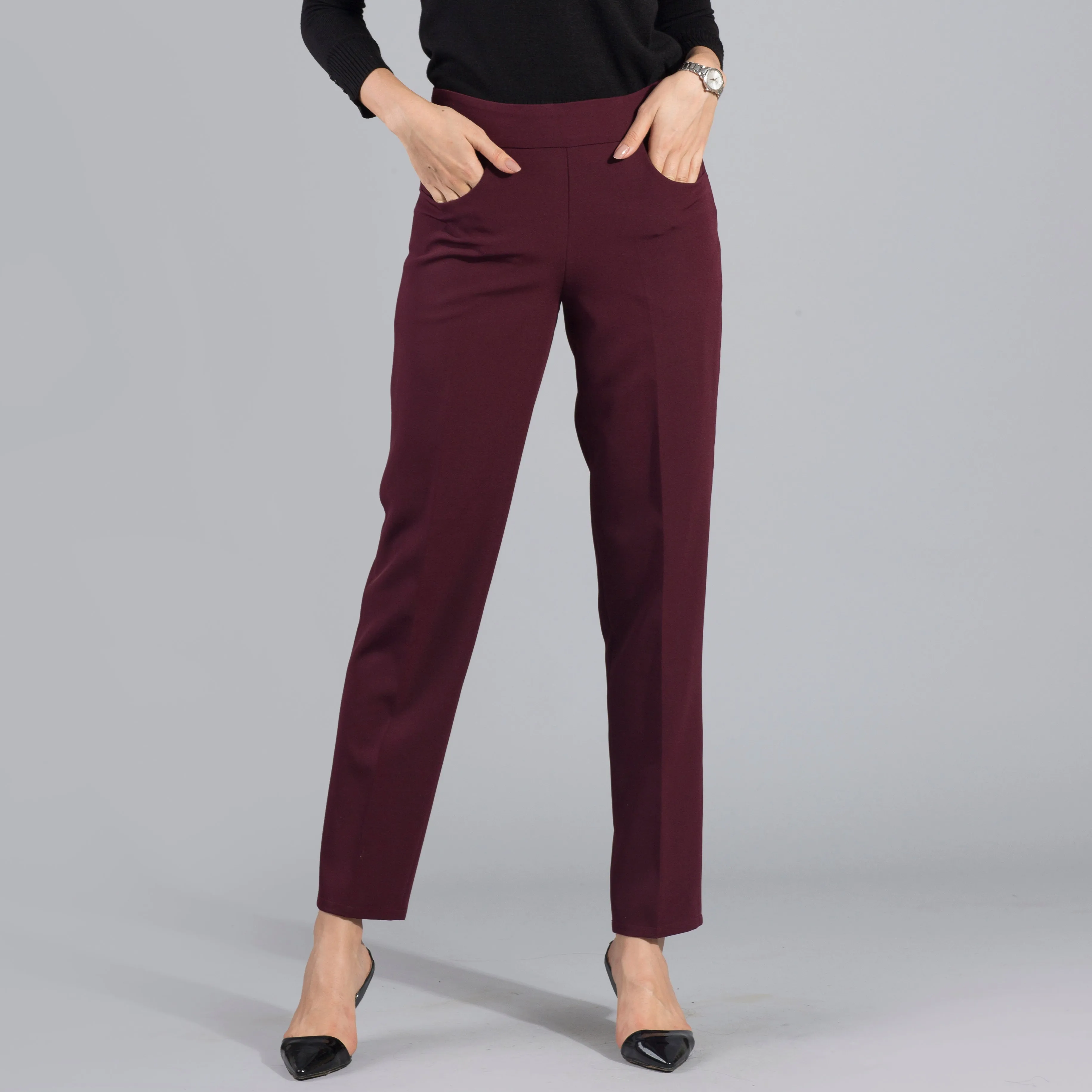 Essential Easy Care Work Trousers - Maroon