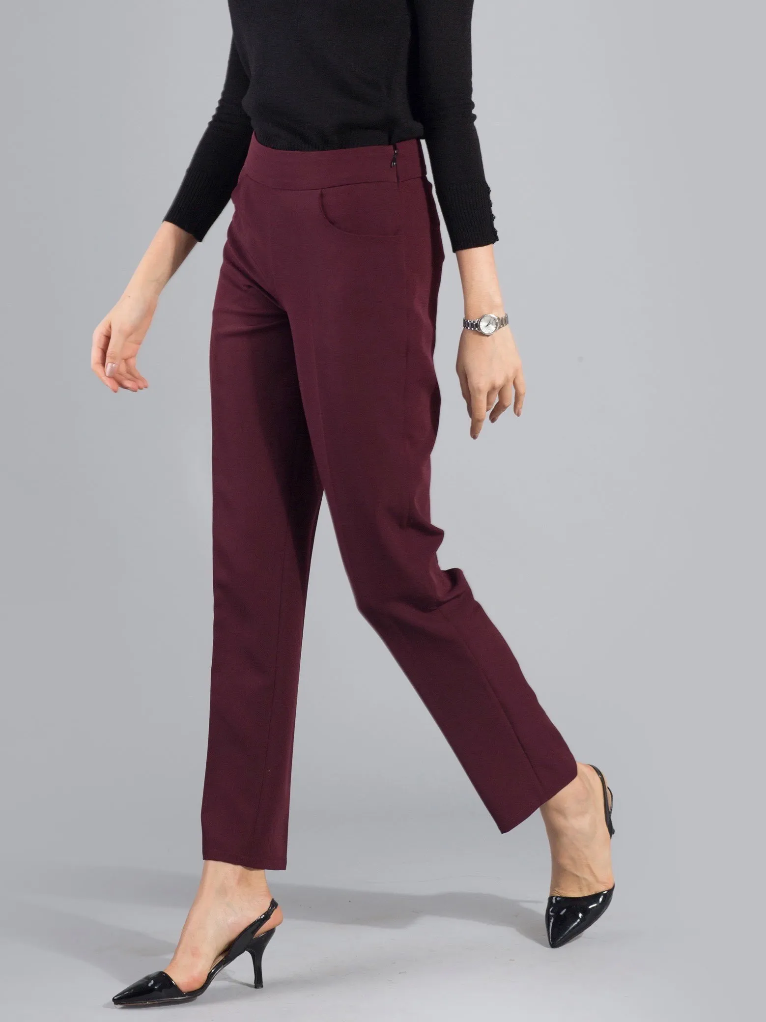 Essential Easy Care Work Trousers - Maroon
