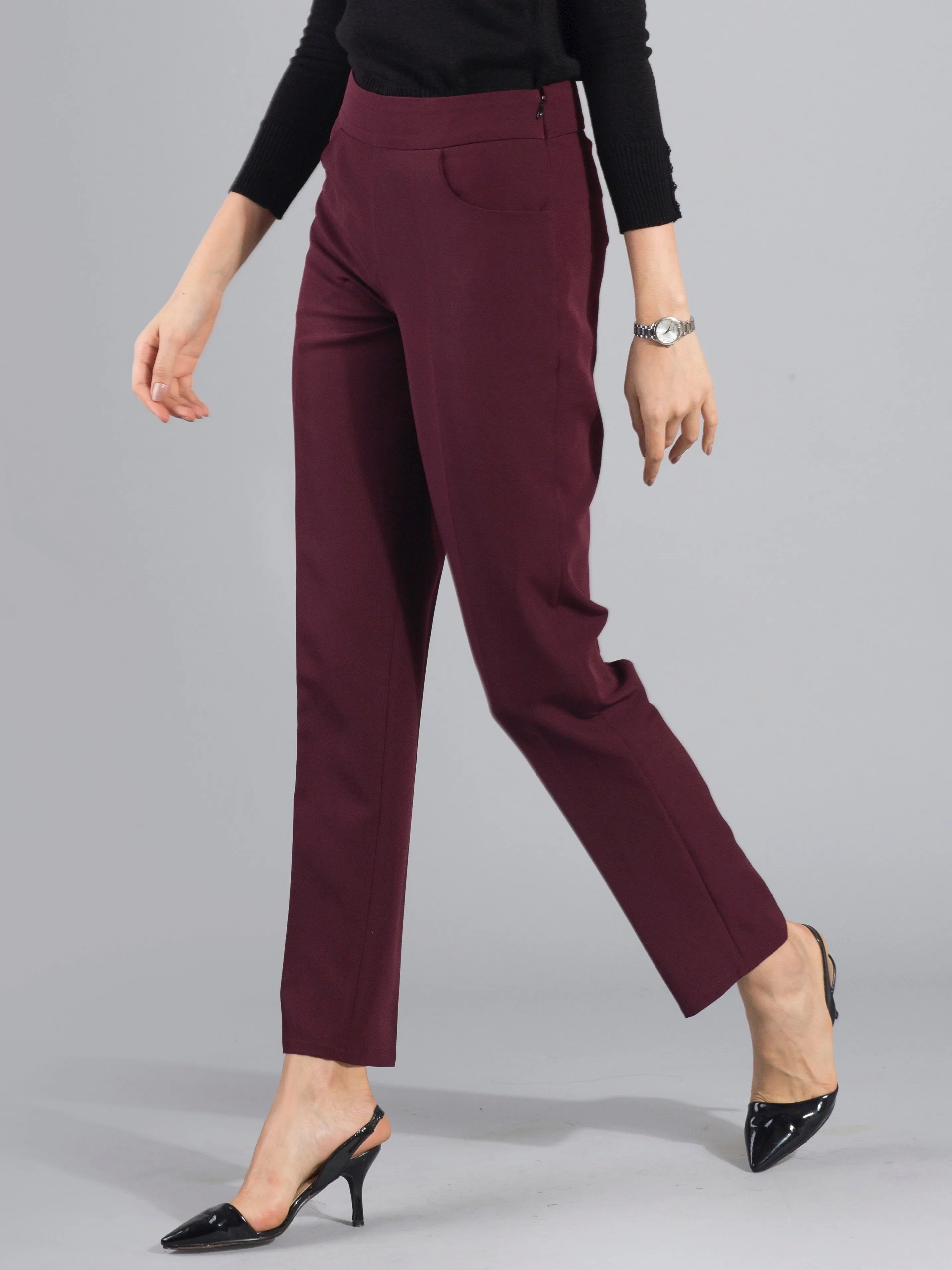Essential Easy Care Work Trousers - Maroon