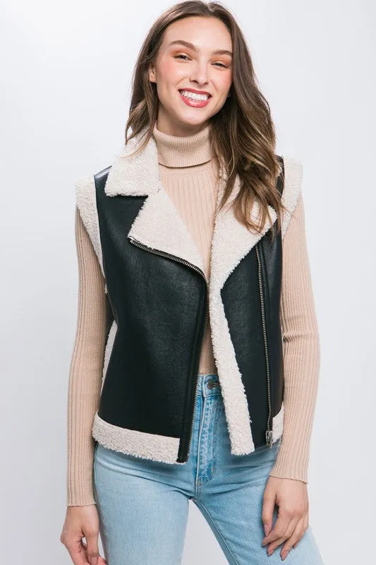Faux Black Leather Vest
