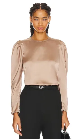 FRAME Draped Femme Blouse in Beige