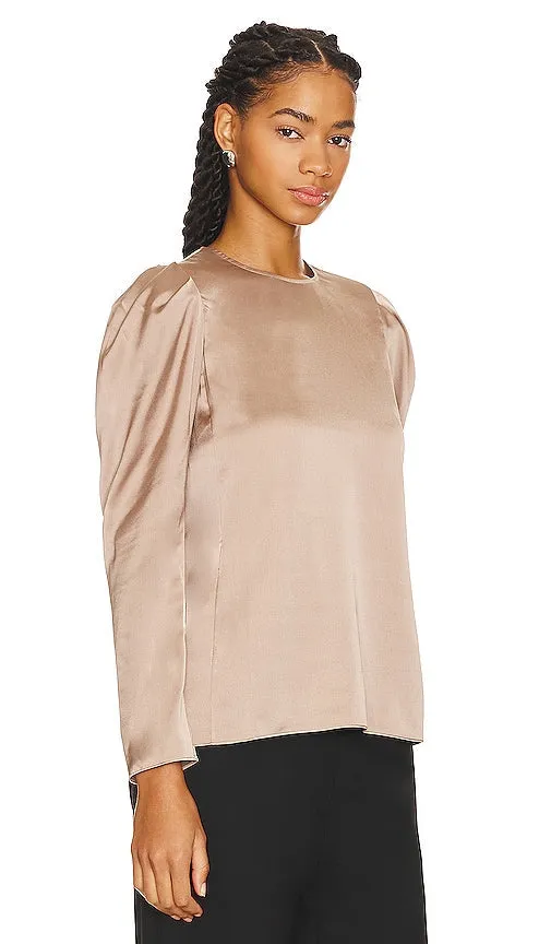 FRAME Draped Femme Blouse in Beige