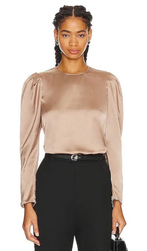 FRAME Draped Femme Blouse in Beige