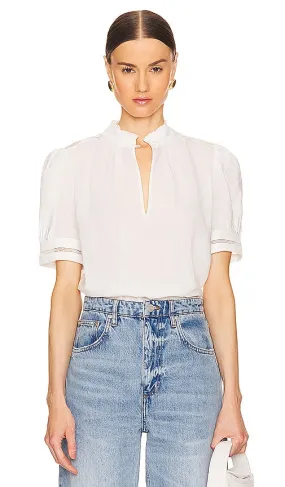FRAME Ruffle Collar Top in White