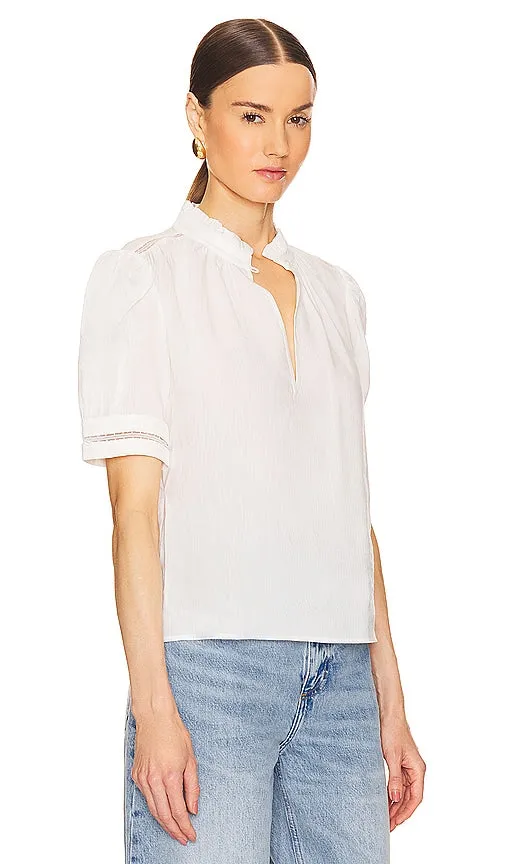 FRAME Ruffle Collar Top in White