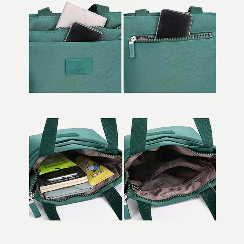 Functional Crossbody Bag Shoulder Bag Multi-pocket Lightweight Solid Color Handbag