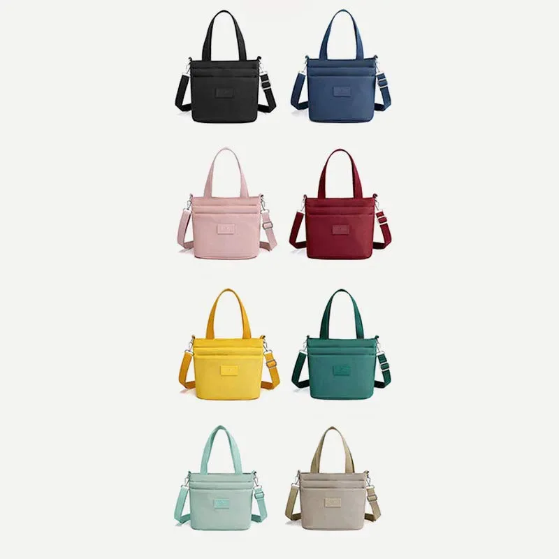 Functional Crossbody Bag Shoulder Bag Multi-pocket Lightweight Solid Color Handbag
