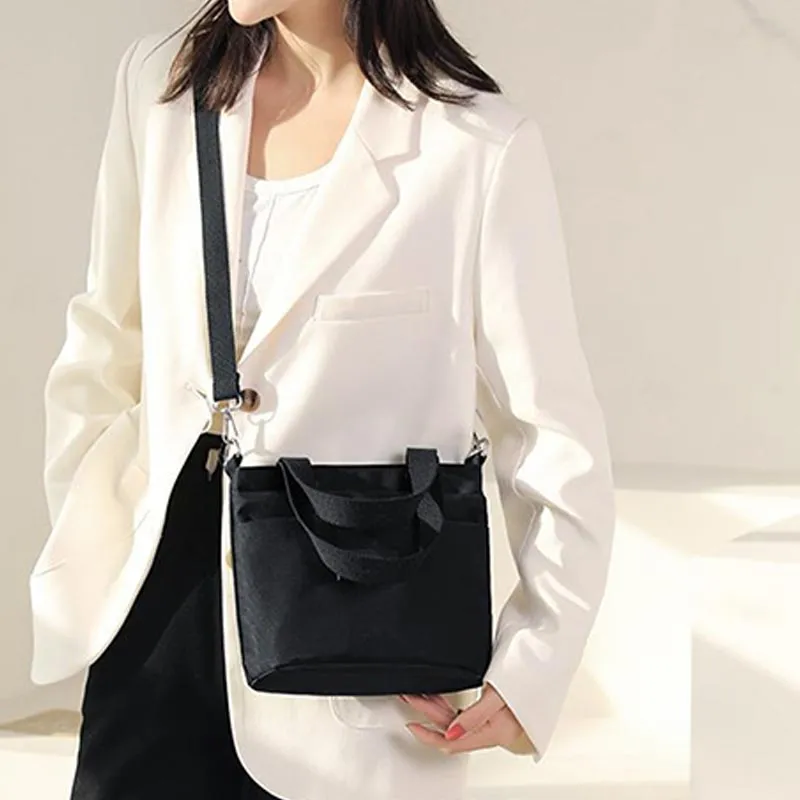 Functional Crossbody Bag Shoulder Bag Multi-pocket Lightweight Solid Color Handbag