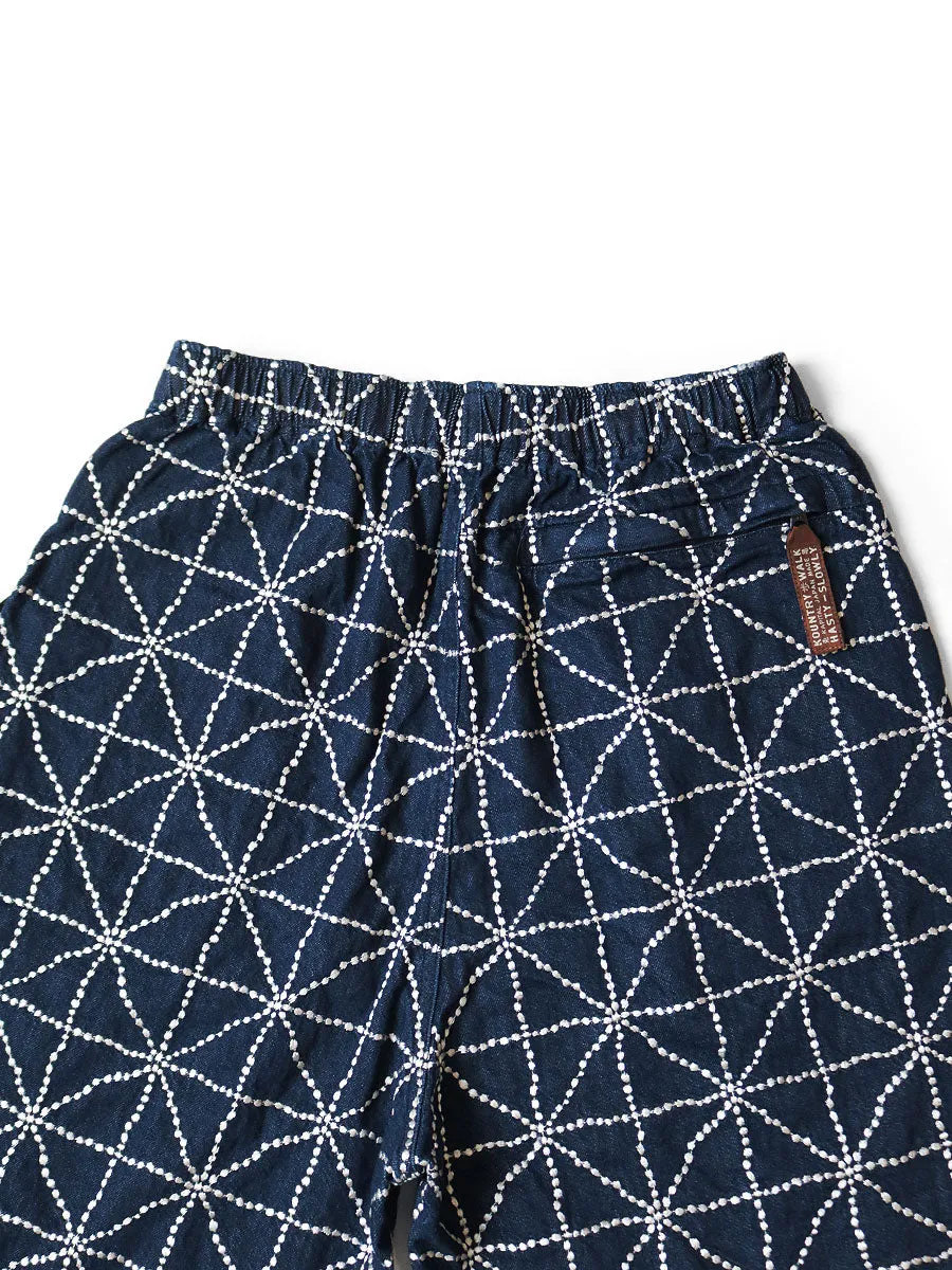 Kapital 8oz Denim FOLK-DOJO EASY Shorts - Indigo (dark color)