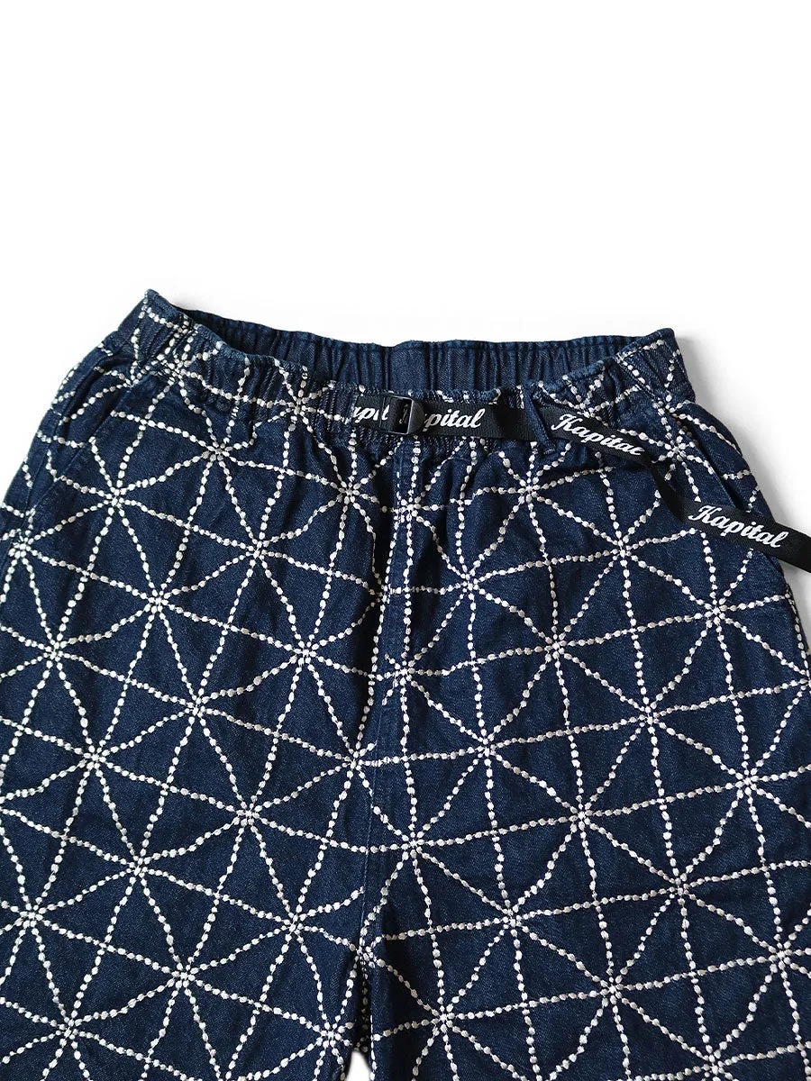 Kapital 8oz Denim FOLK-DOJO EASY Shorts - Indigo (dark color)