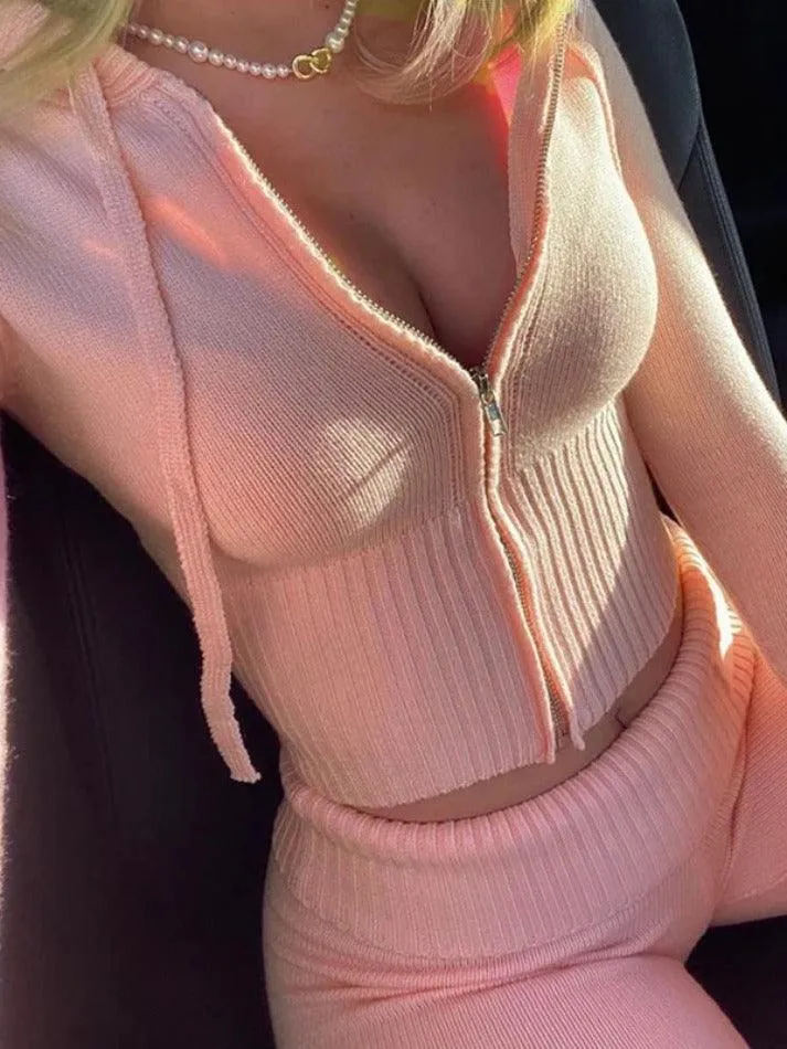 LANFUBEISI - Knitted Hooded Two Pieces