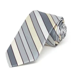 Light Silver Douglas Striped Slim Necktie, 2.5" Width