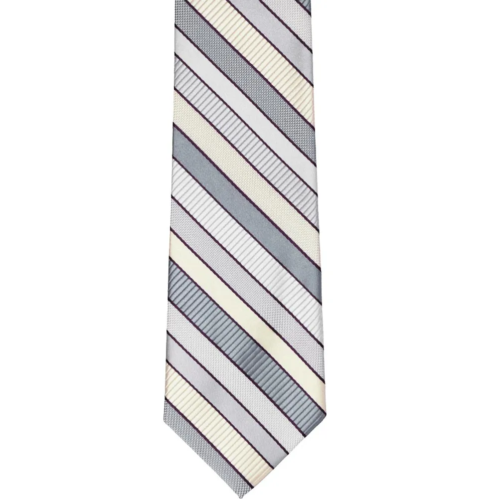 Light Silver Douglas Striped Slim Necktie, 2.5" Width