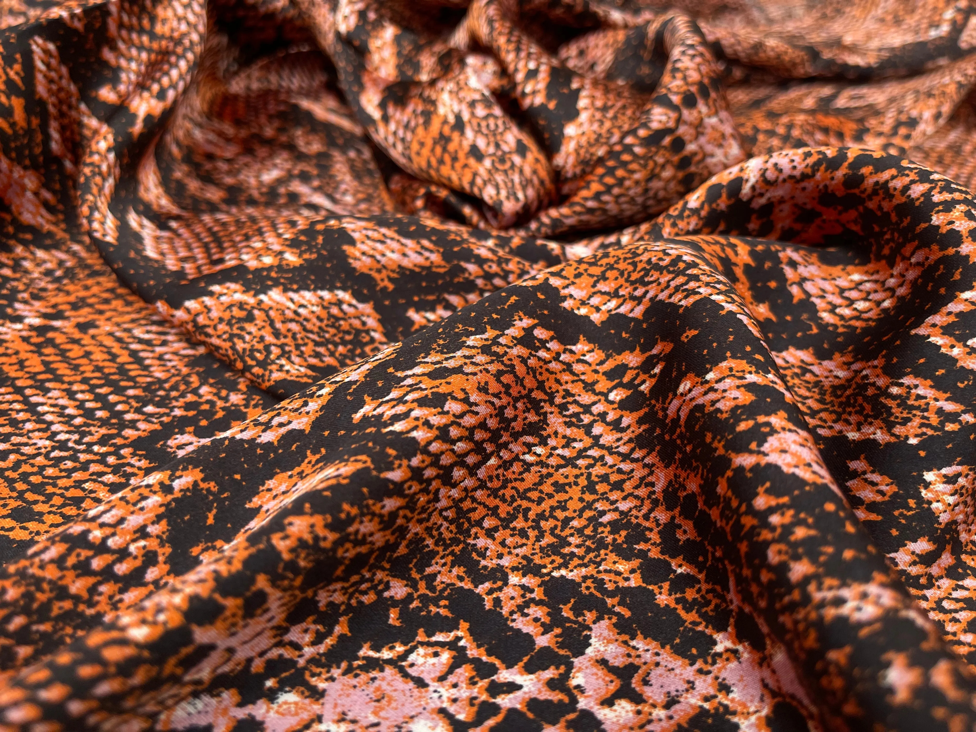 Lightweight  satin  fabric by the yard - Snake animal print