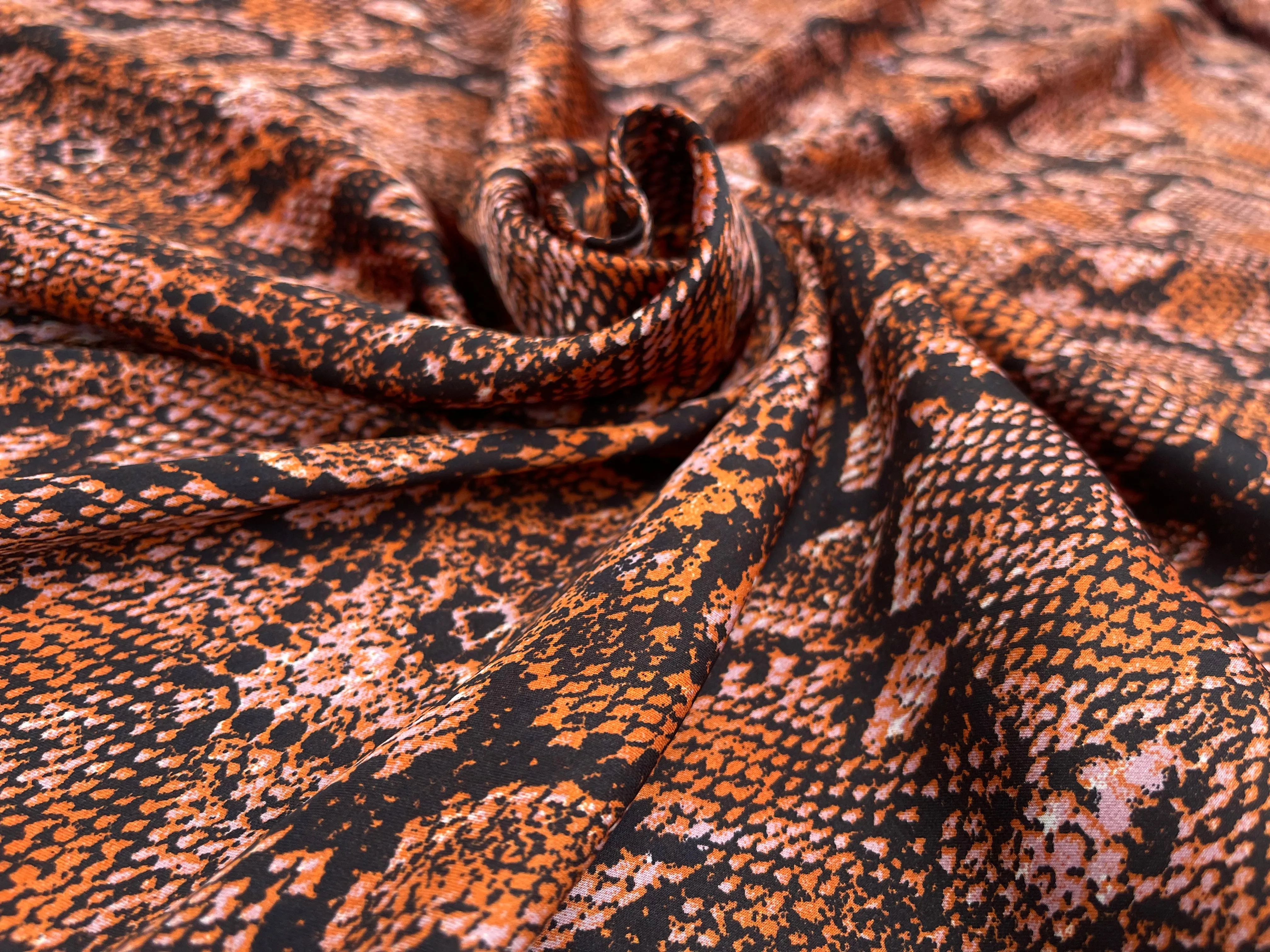 Lightweight  satin  fabric by the yard - Snake animal print