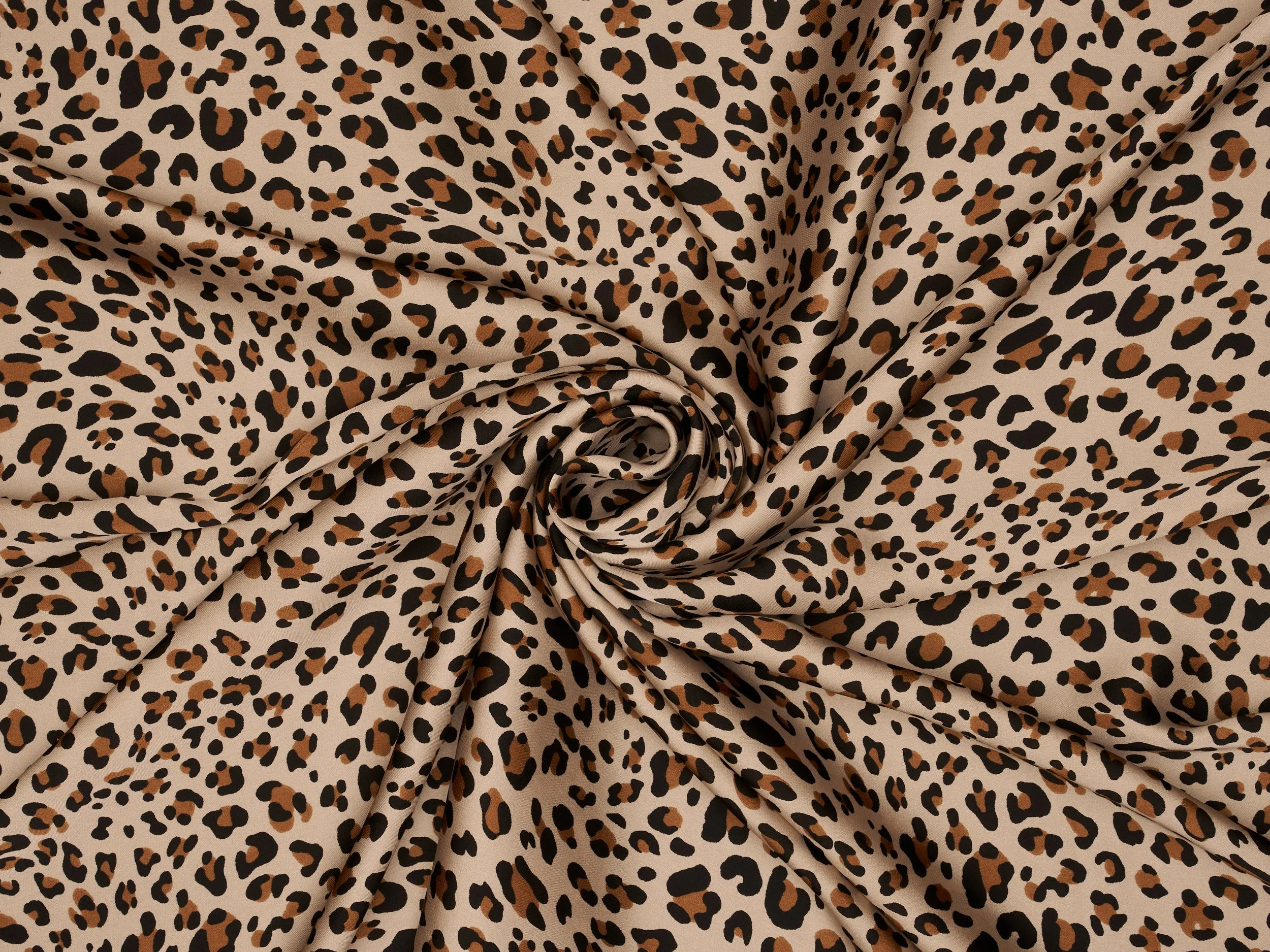 Lightweight  satin  fabric by the yard - Taupe brown  cheetah print